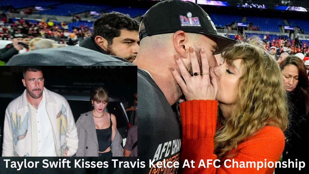 Taylor Swift Kisses Travis Kelce At AFC Championship