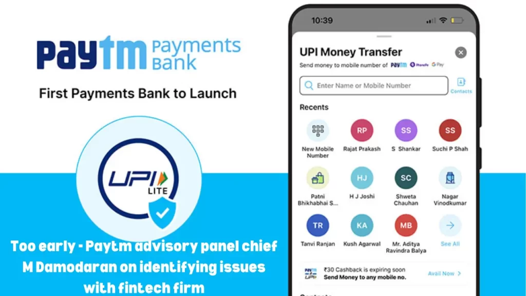 Too early - Paytm advisory panel chief M Damodaran on identifying issues with fintech firm